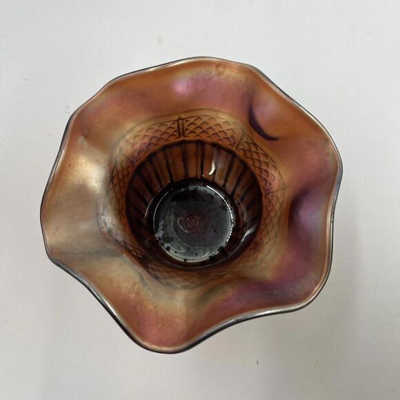 NORTHWOOD AMETHYST CARNIVAL GLASS HAT CASE FLUTED RIM 5 1/4" x 3 3/8" - Picture 6 of 6